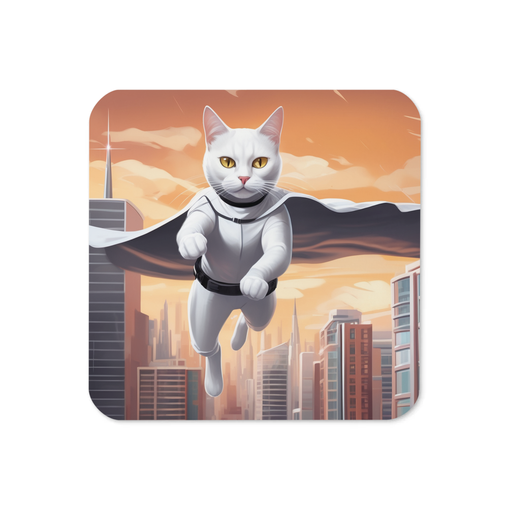 PugMug Custom White Companion Cat Coaster