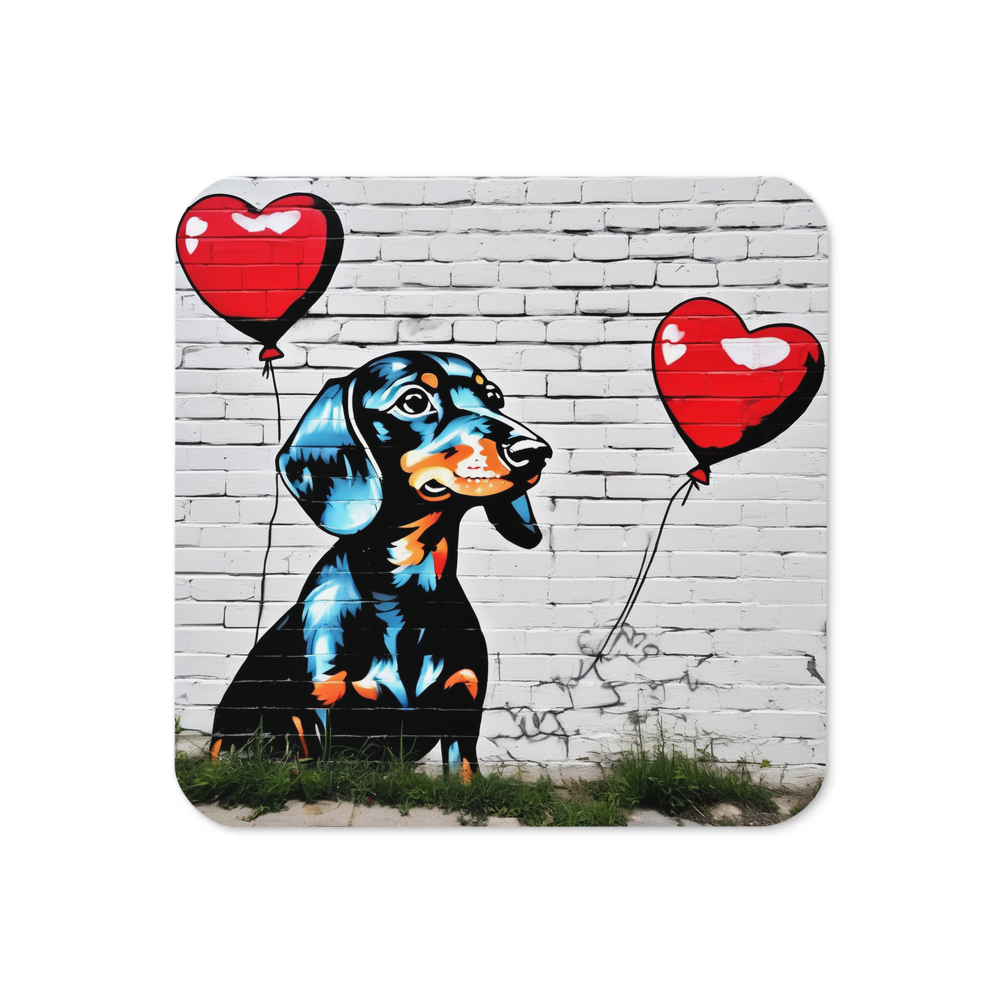 PugMug Custom Black Dachshund Coaster