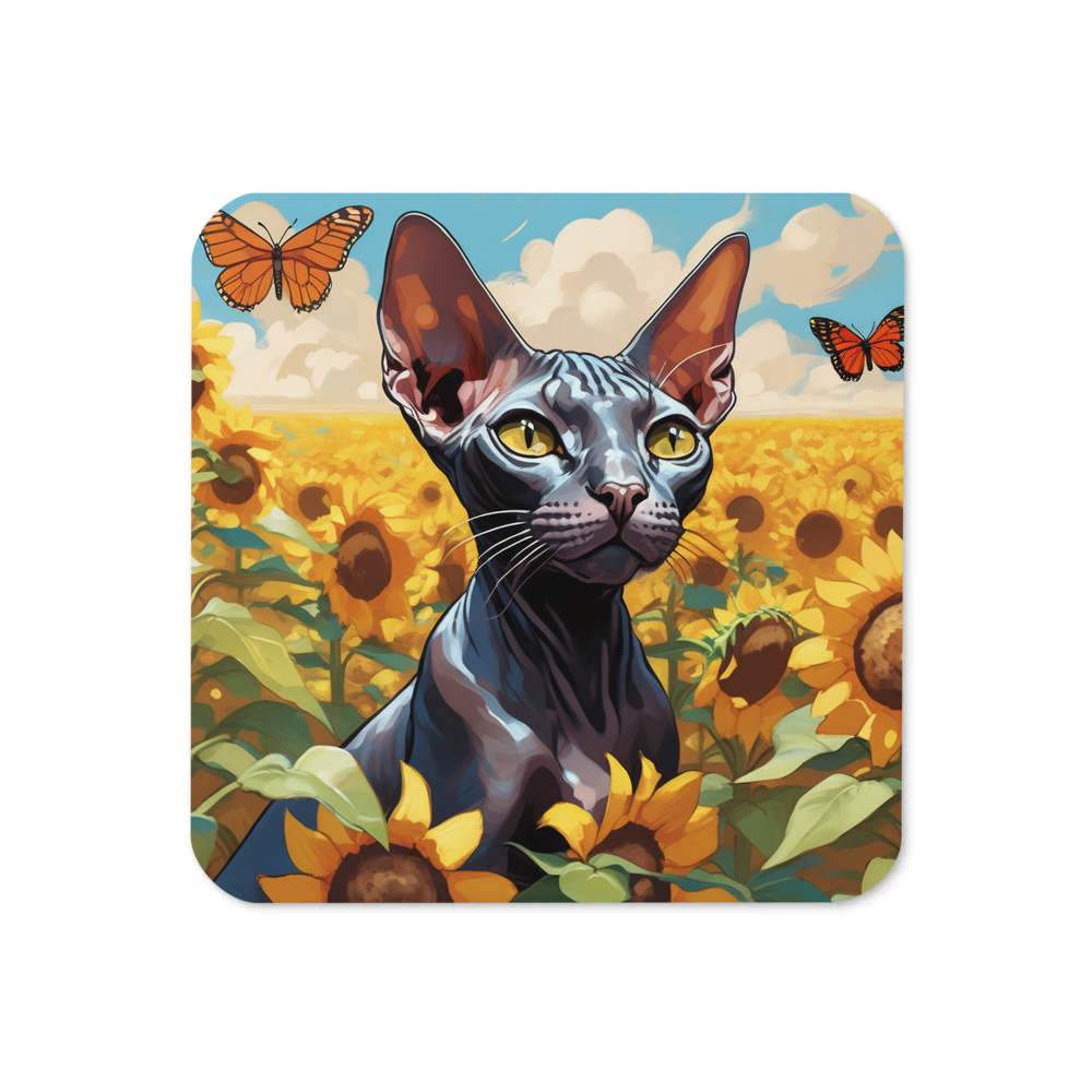 PugMug Custom Black Sphynx Cat Coaster
