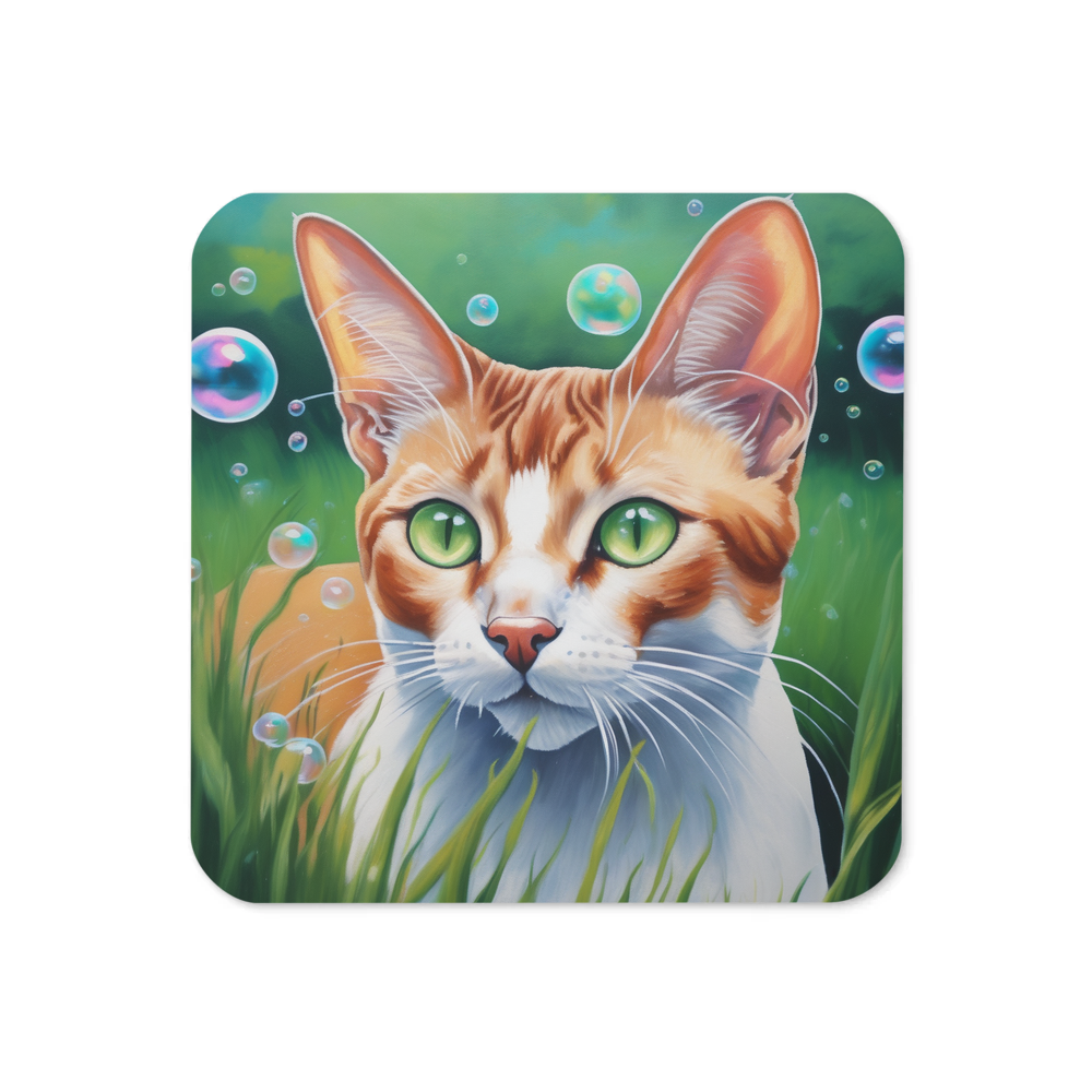 PugMug Custom White Abyssinian Cat Coaster