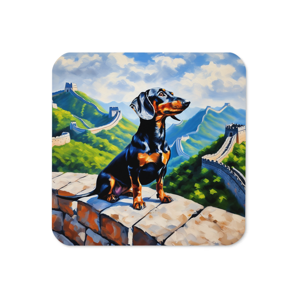 PugMug Custom Black Dachshund Coaster
