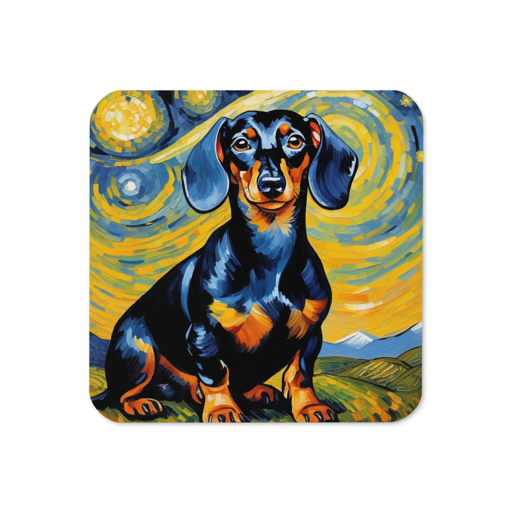 PugMug Custom Black Dachshund Coaster
