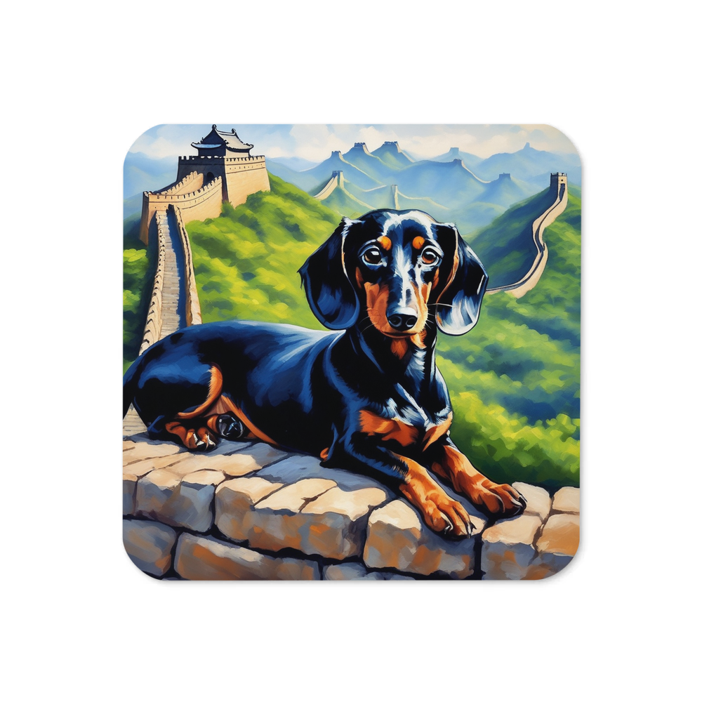 PugMug Custom Black Dachshund Coaster