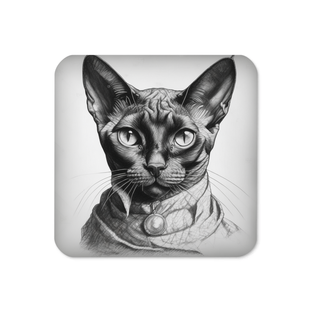 PugMug Custom Black Devon Rex Cat Coaster