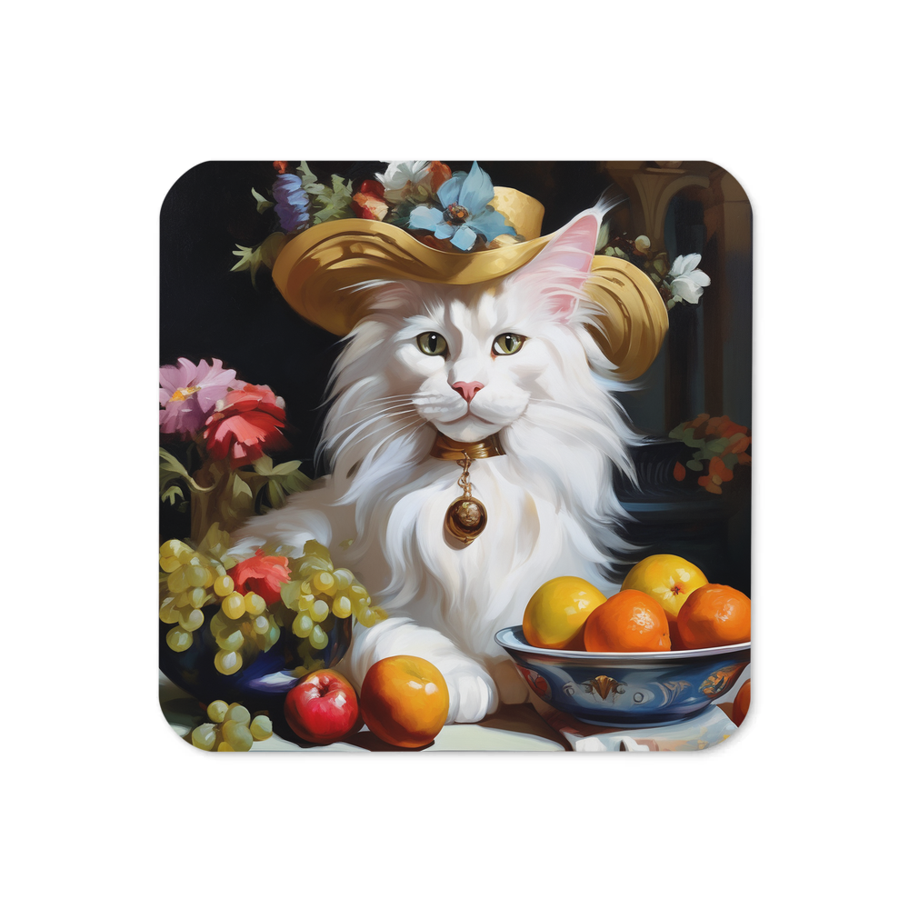 PugMug Custom White Maine Coon Cat Coaster