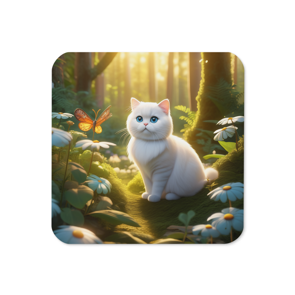 PugMug Custom White Scottish Fold Cat Coaster