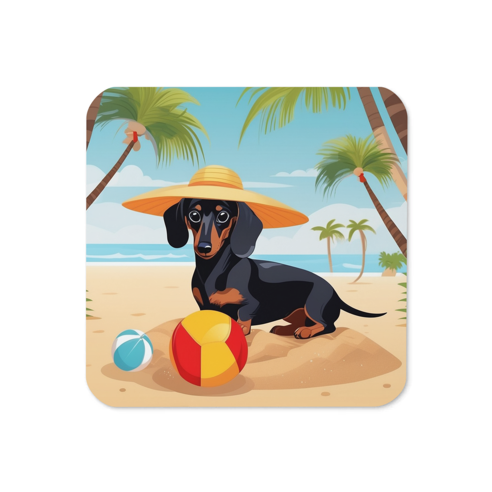 PugMug Custom Black Dachshund Coaster
