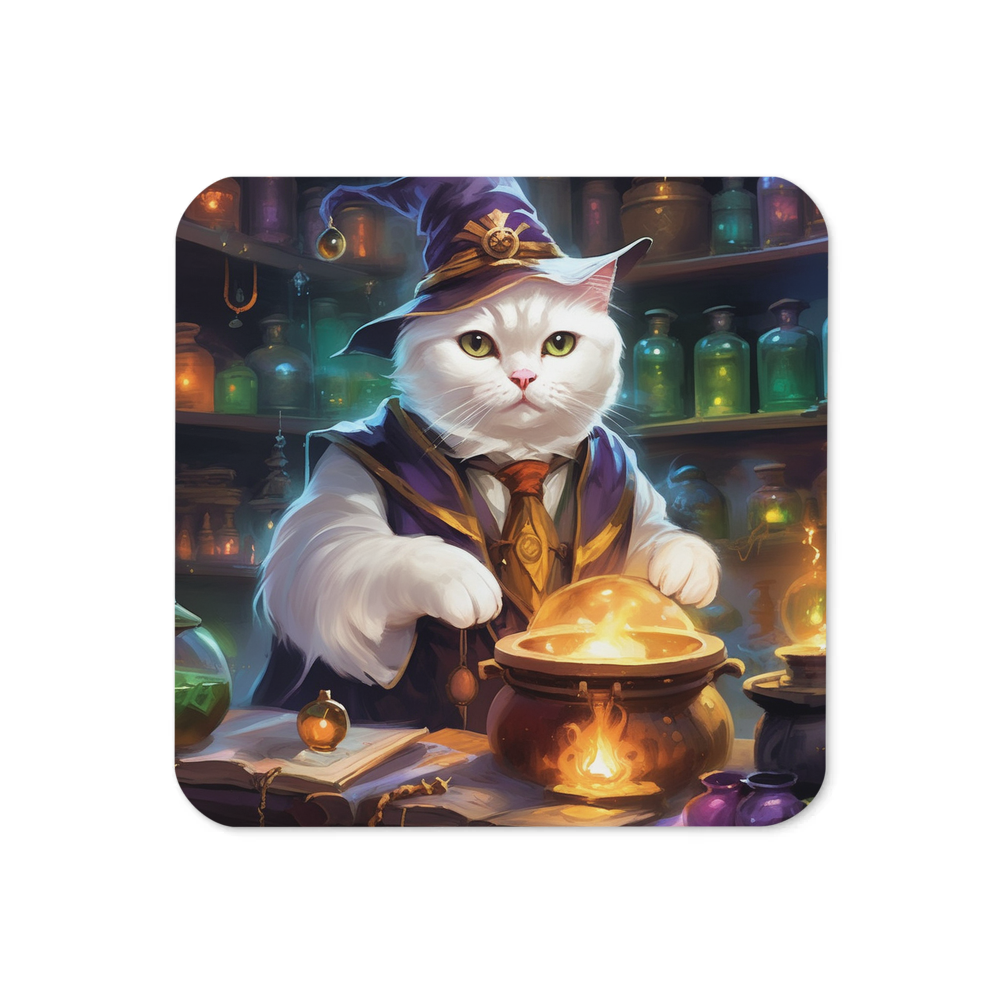 PugMug Custom White Scottish Fold Cat Coaster