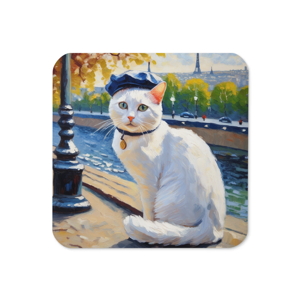 PugMug Custom White Companion Cat Coaster