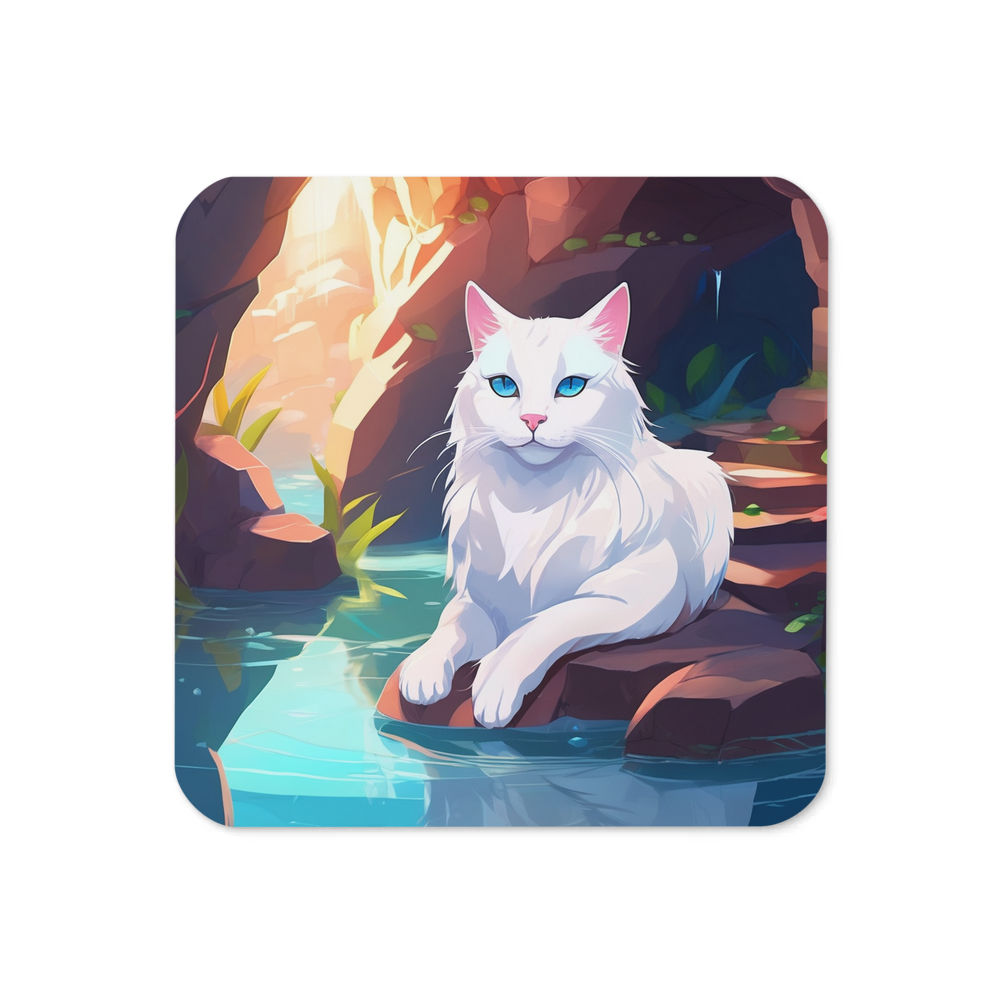 PugMug Custom White Companion Cat Coaster