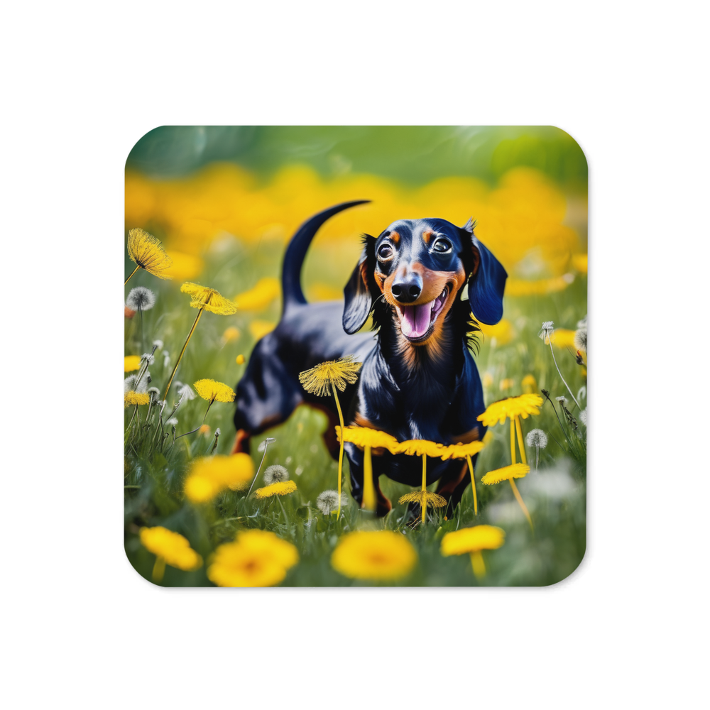 PugMug Custom Black Dachshund Coaster