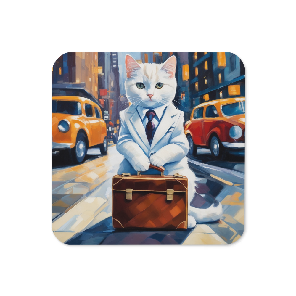 PugMug Custom White Companion Cat Coaster