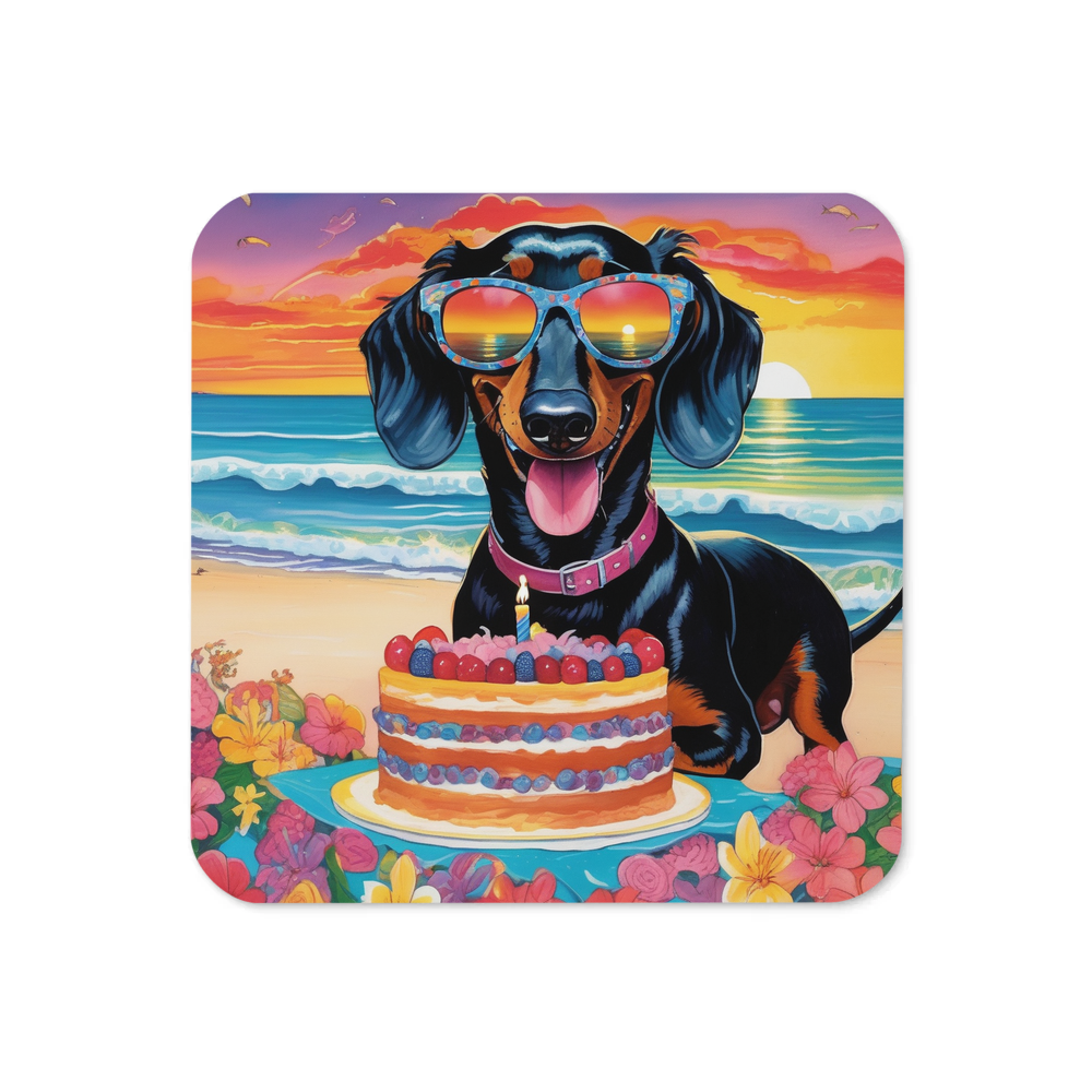 PugMug Custom Black Dachshund Coaster