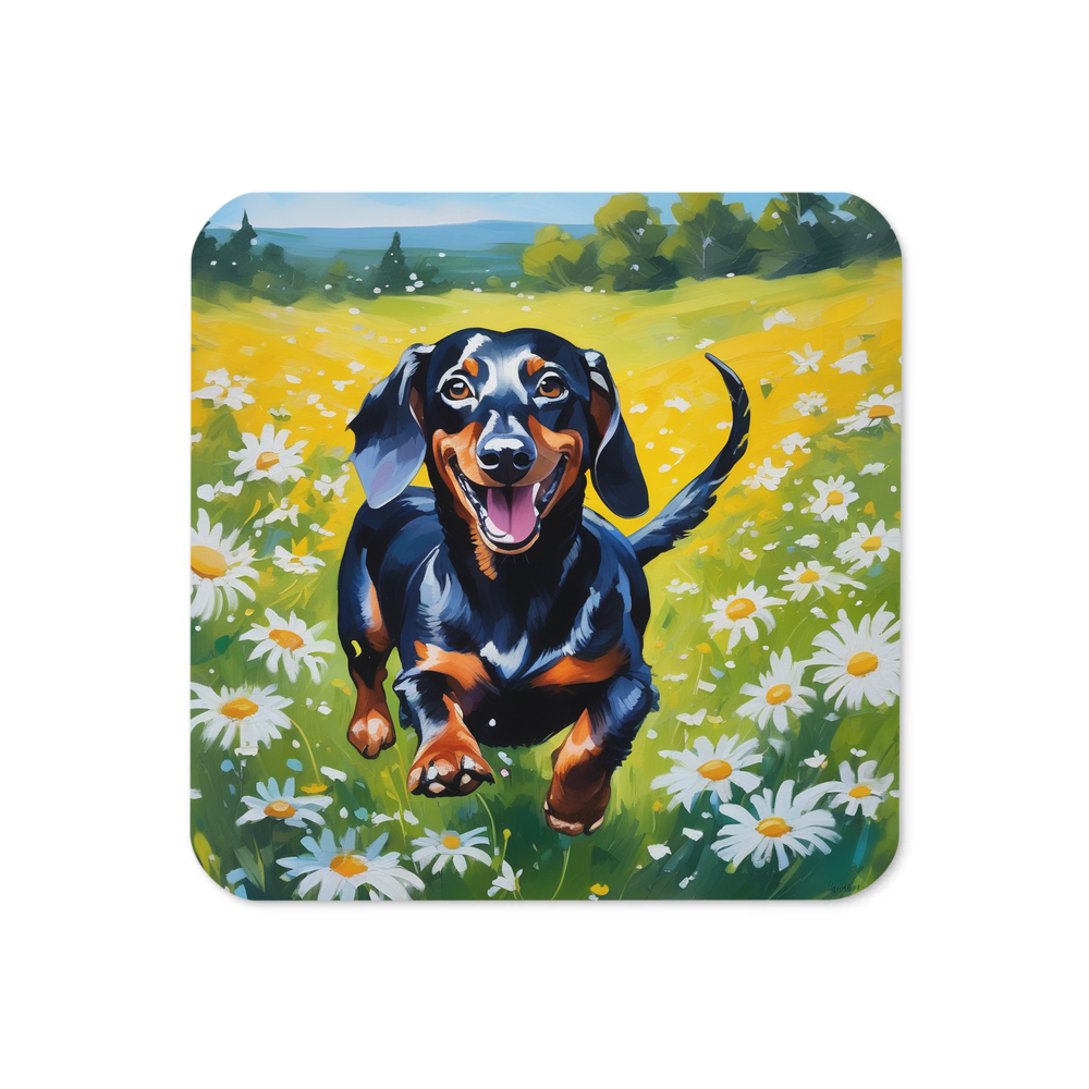 PugMug Custom Black Dachshund Coaster