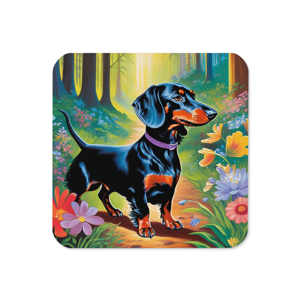PugMug Custom Black Dachshund Coaster
