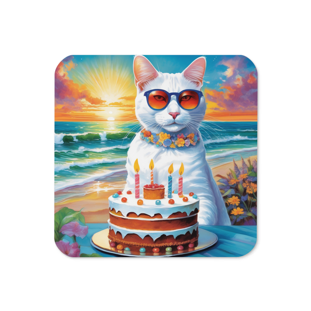 PugMug Custom White Companion Cat Coaster