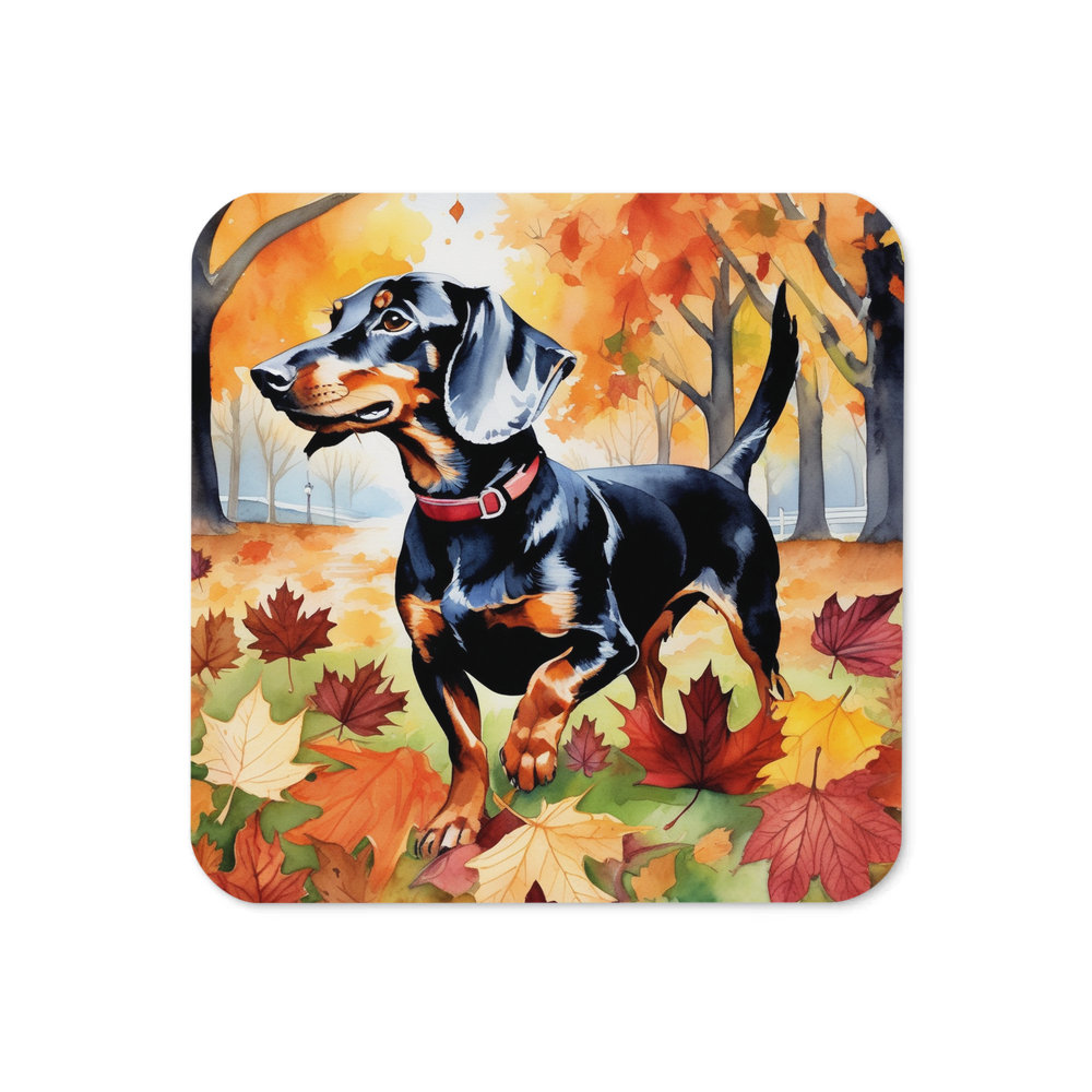 PugMug Custom Black Dachshund Coaster