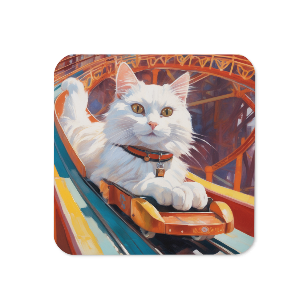 PugMug Custom White Companion Cat Coaster