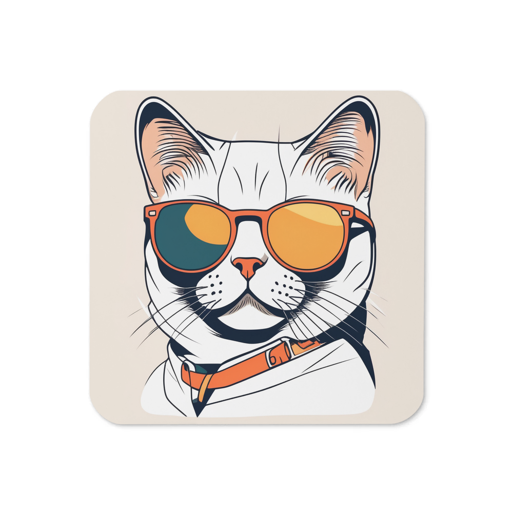 PugMug Custom White British Shorthair Cat Coaster