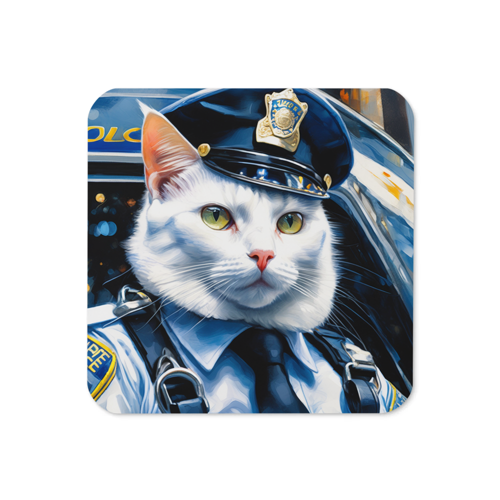 PugMug Custom White Companion Cat Coaster