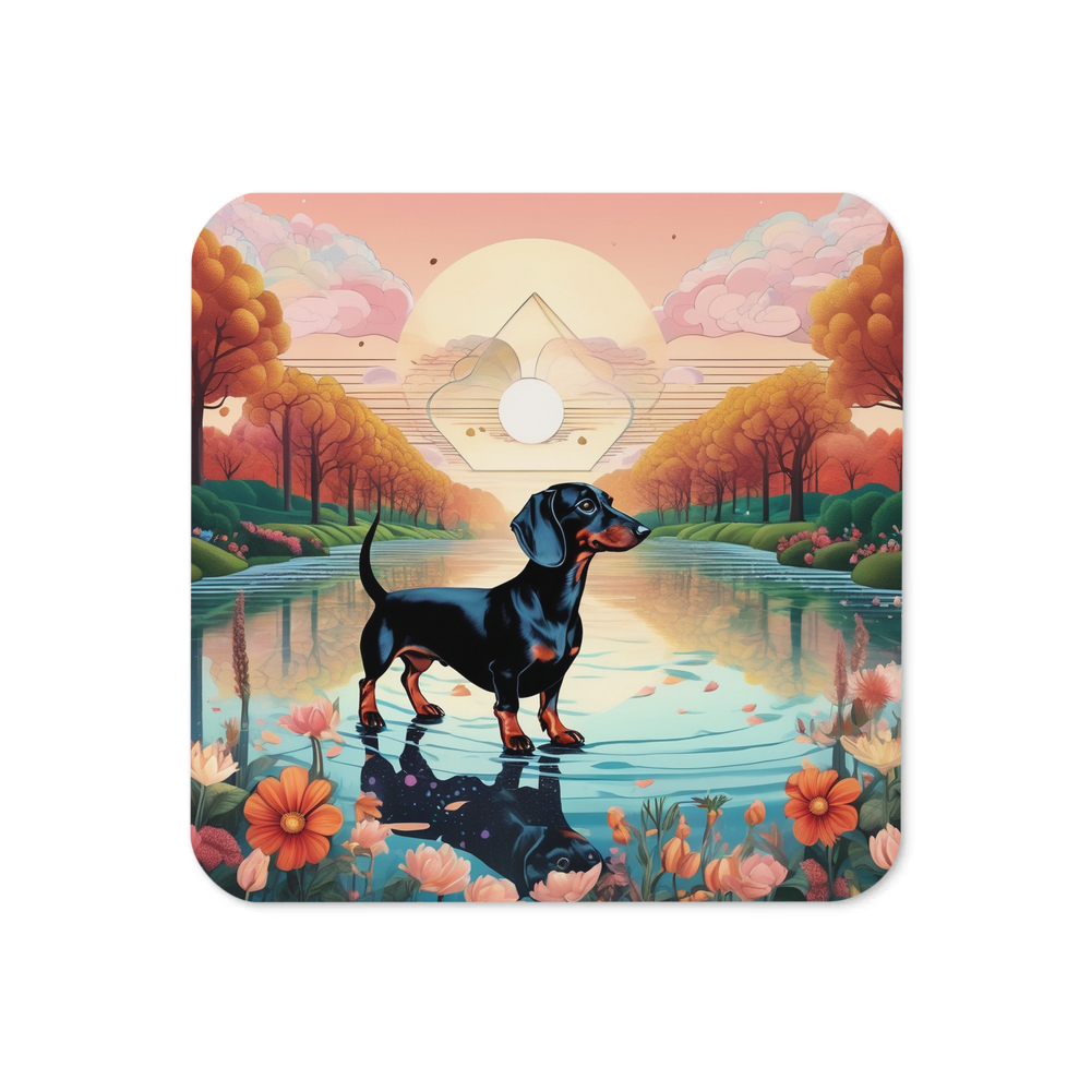 PugMug Custom Black Dachshund Coaster