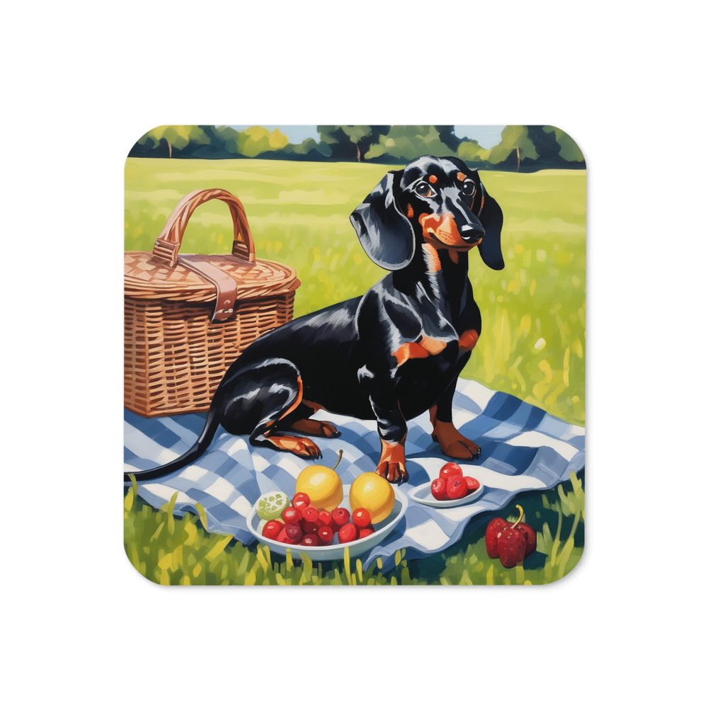PugMug Custom Black Dachshund Coaster