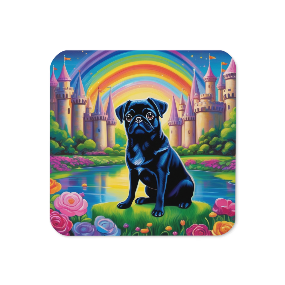 PugMug Custom Black Pug Coaster