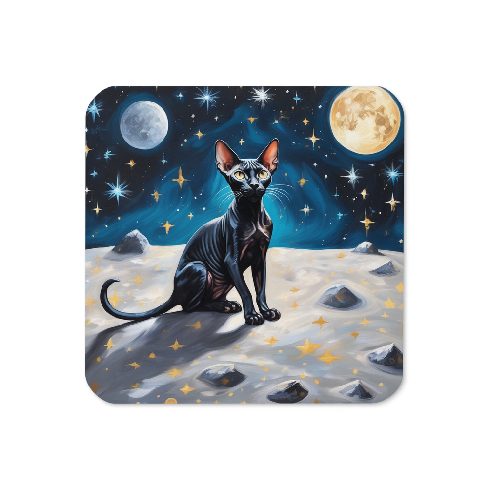 PugMug Custom Black Sphynx Cat Coaster