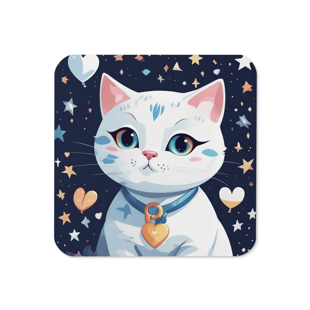 PugMug Custom White Companion Cat Coaster