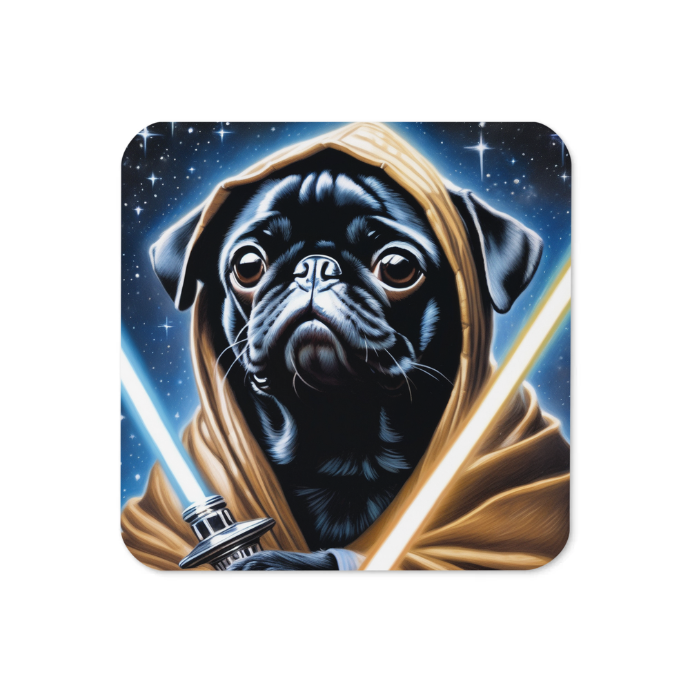 PugMug Custom Black Pug Coaster