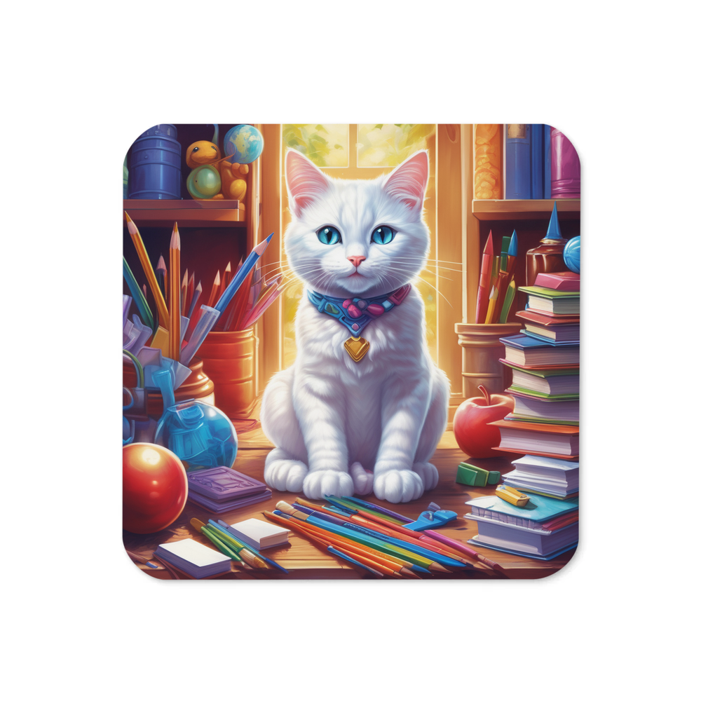 PugMug Custom White Companion Cat Coaster