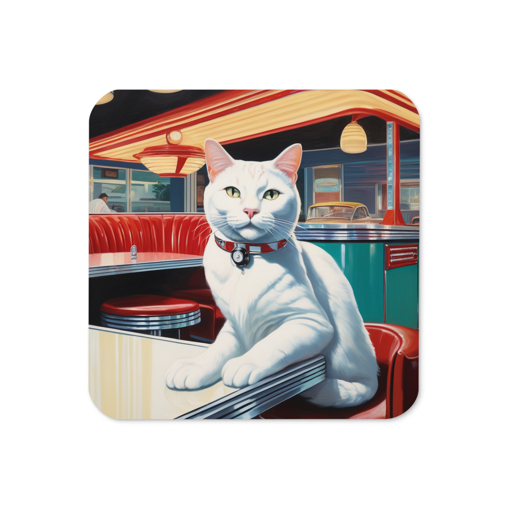 PugMug Custom White Companion Cat Coaster