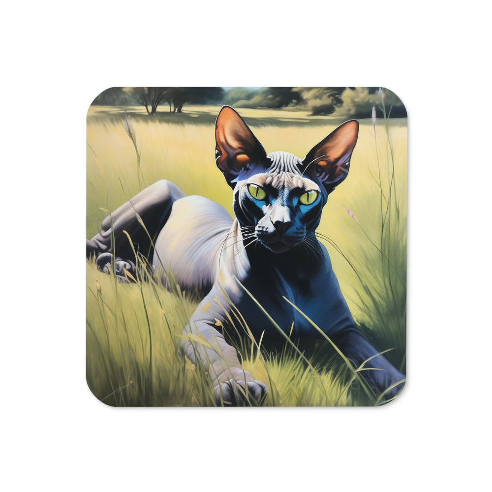 PugMug Custom Black Sphynx Cat Coaster