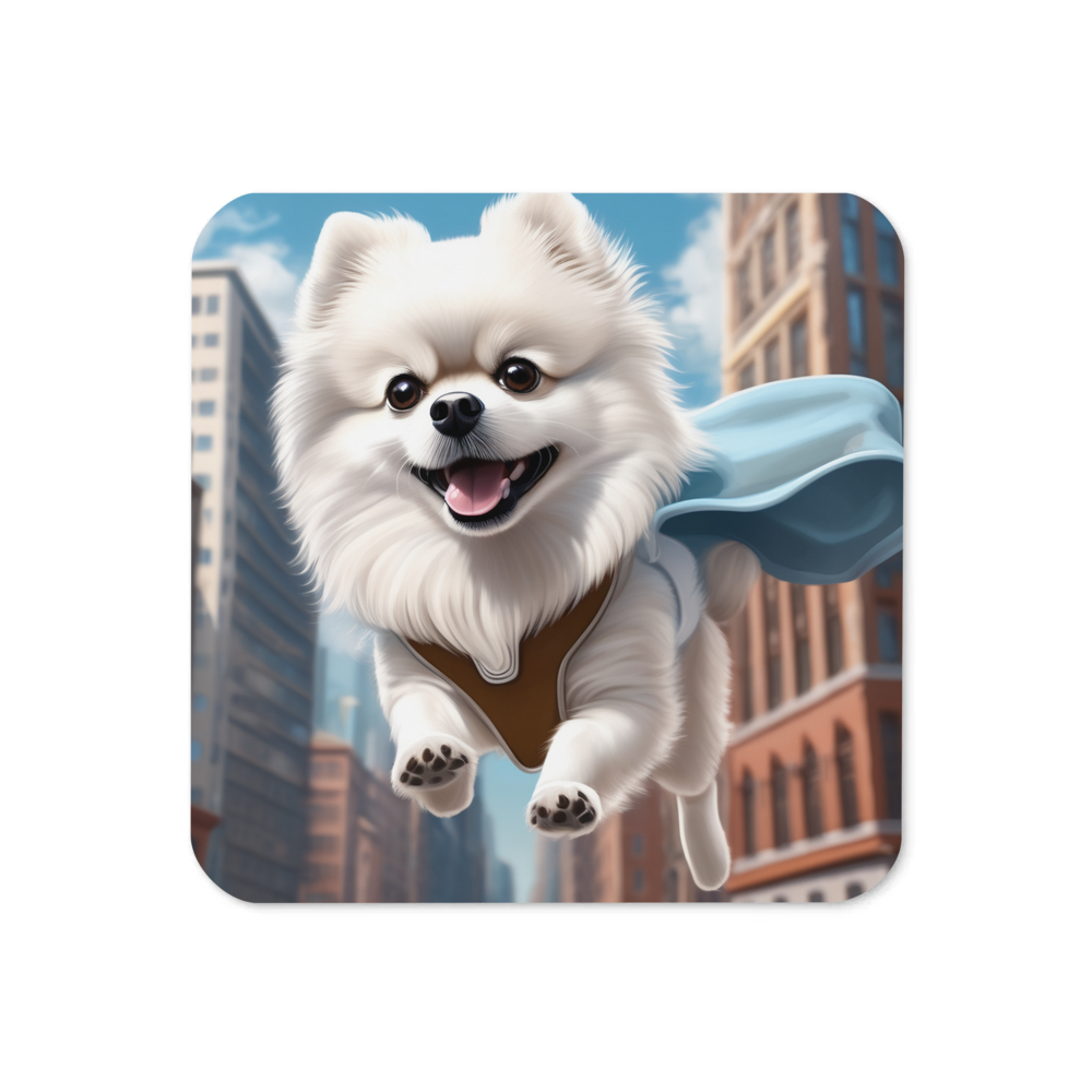 PugMug Custom White Pomeranian Coaster