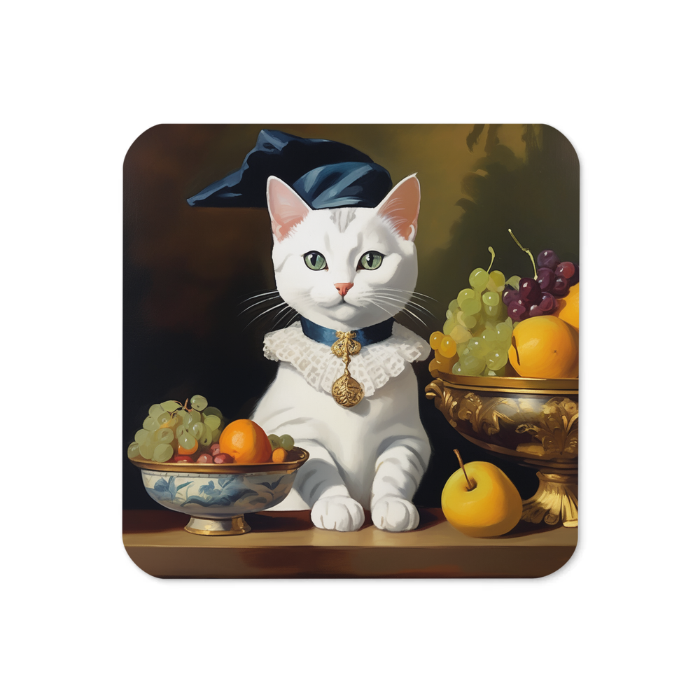 PugMug Custom White American Shorthair Cat Coaster