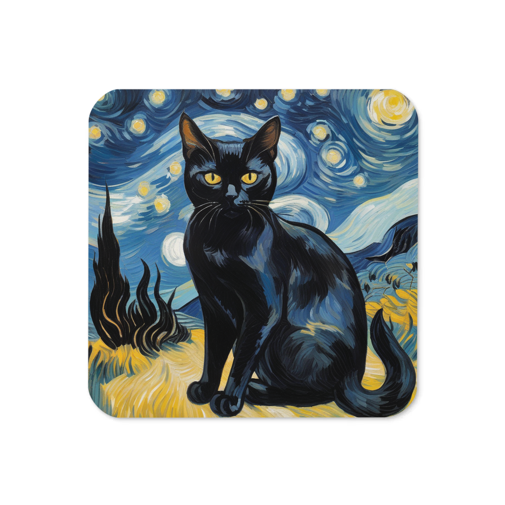PugMug Custom Black American Shorthair Cat Coaster