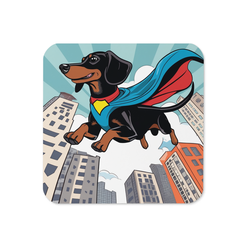 PugMug Custom Black Dachshund Coaster