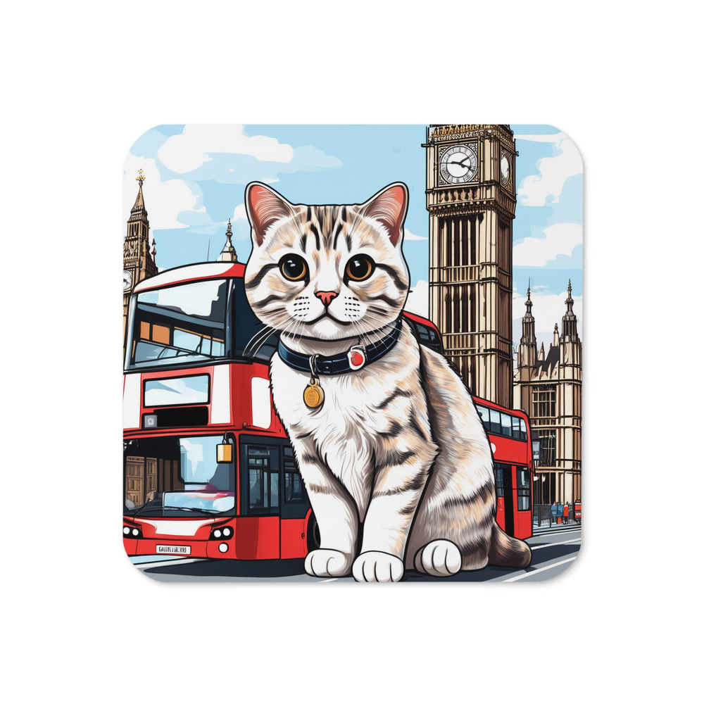 PugMug Custom Tabby Scottish Fold Cat Coaster