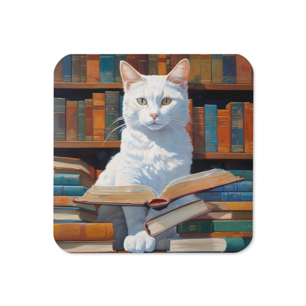 PugMug Custom White Companion Cat Coaster