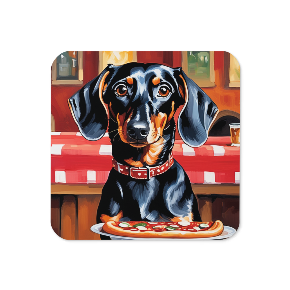 PugMug Custom Black Dachshund Coaster