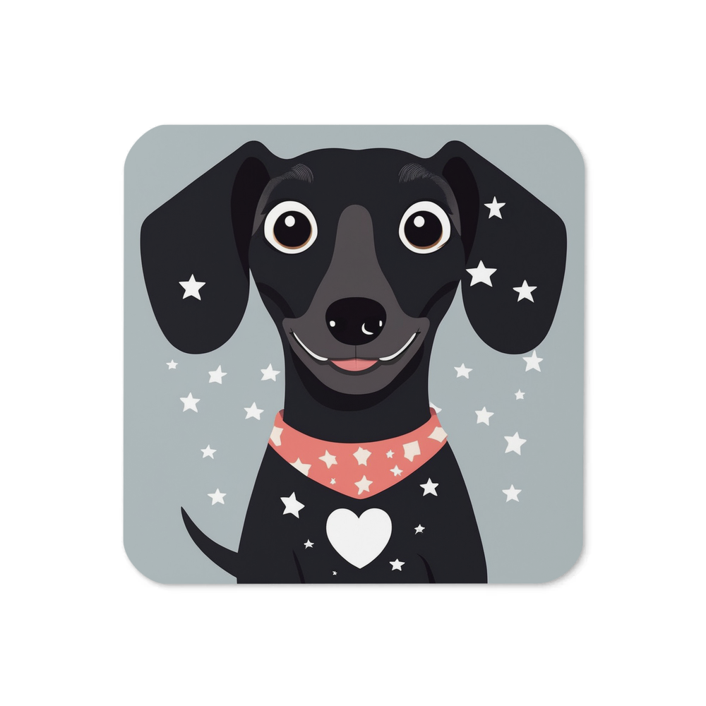 PugMug Custom Black Dachshund Coaster