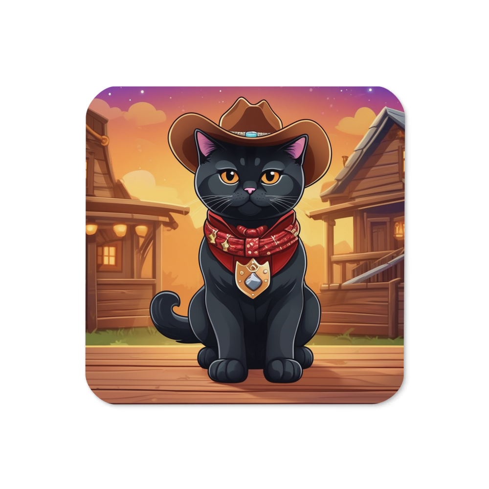 PugMug Custom Black British Shorthair Cat Coaster