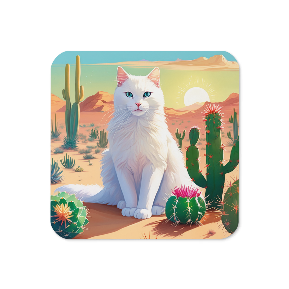 PugMug Custom White Companion Cat Coaster