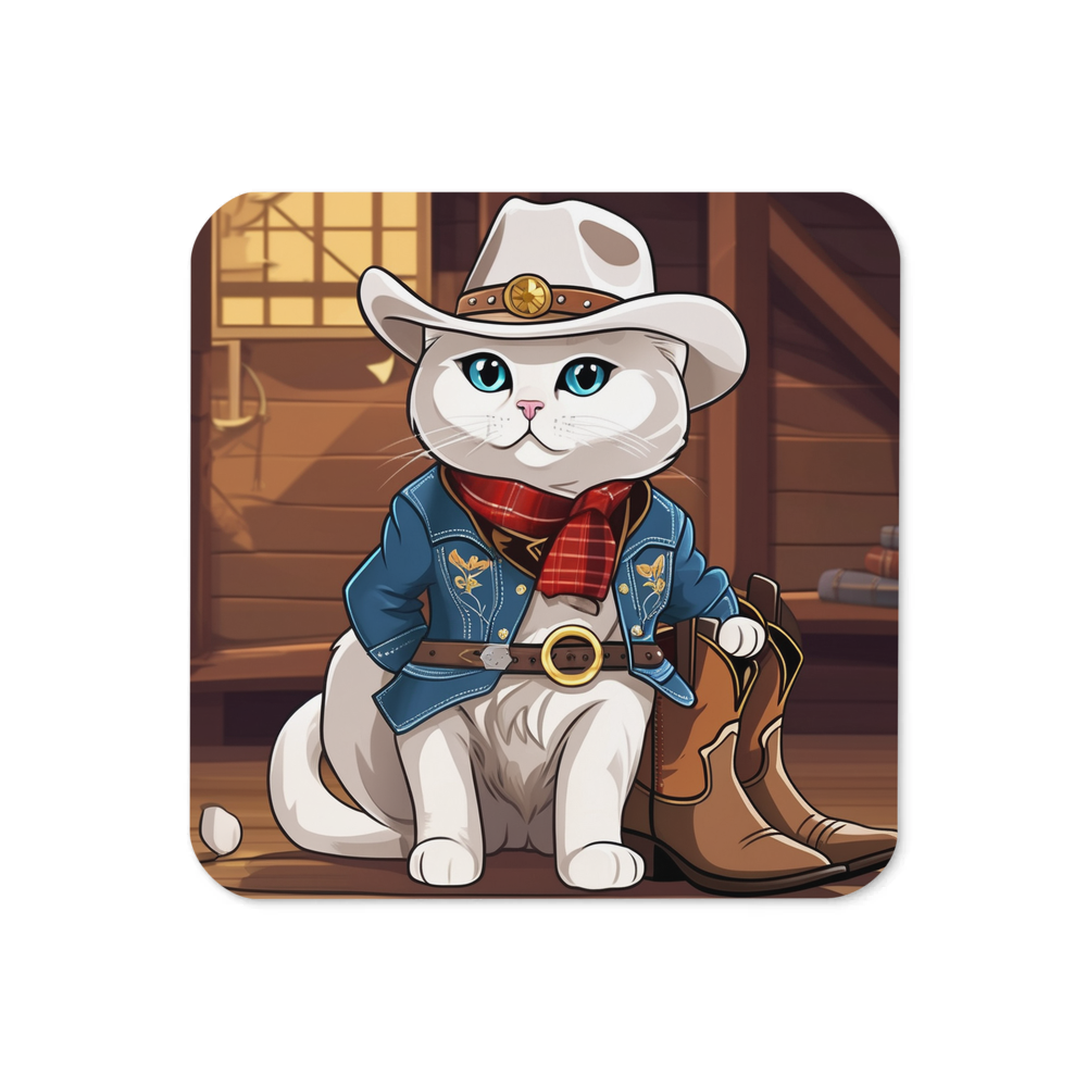 PugMug Custom White Scottish Fold Cat Coaster