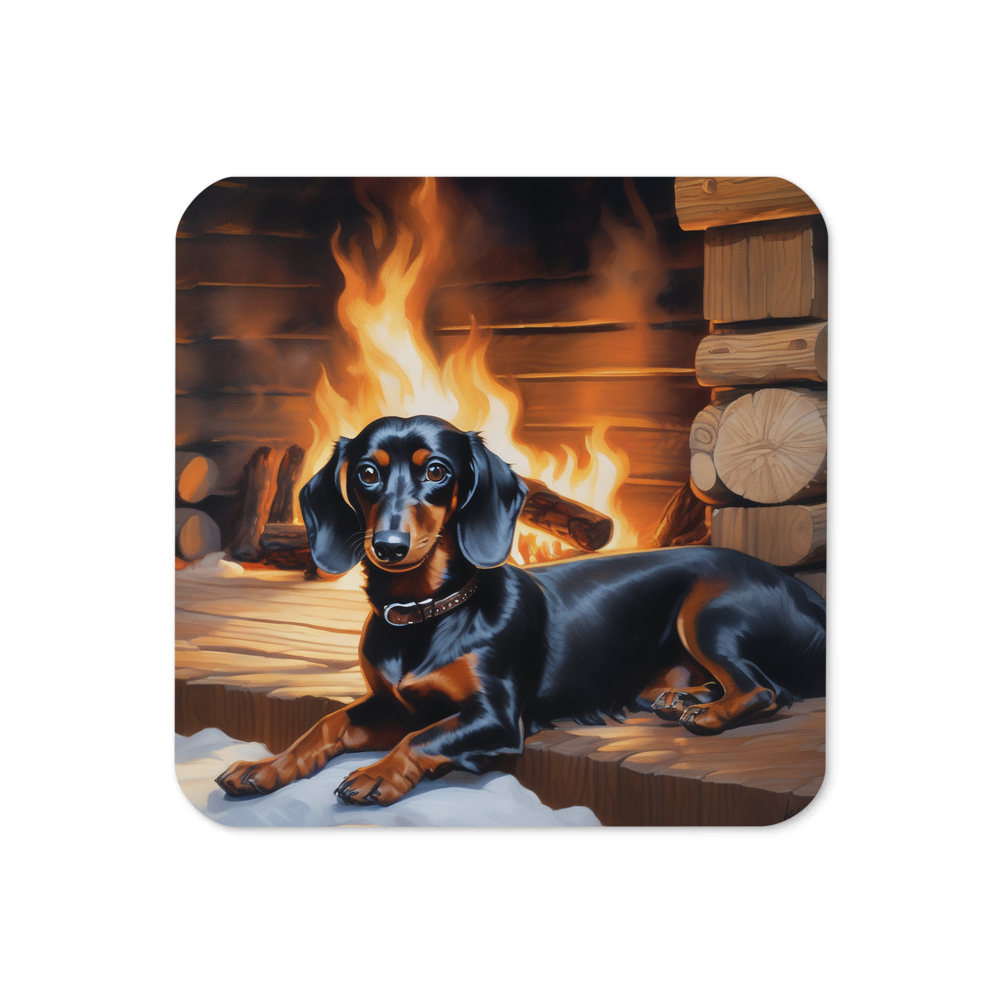 PugMug Custom Black Dachshund Coaster