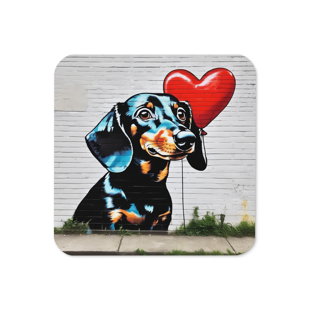 PugMug Custom Black Dachshund Coaster