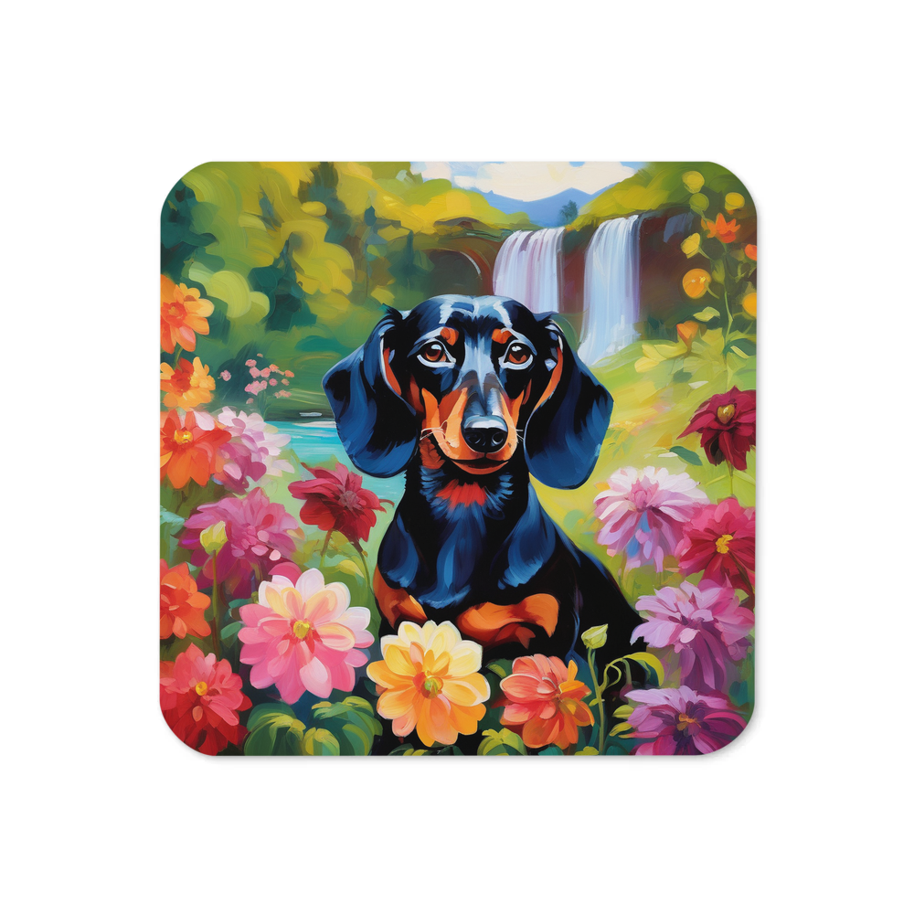 PugMug Custom Black Dachshund Coaster