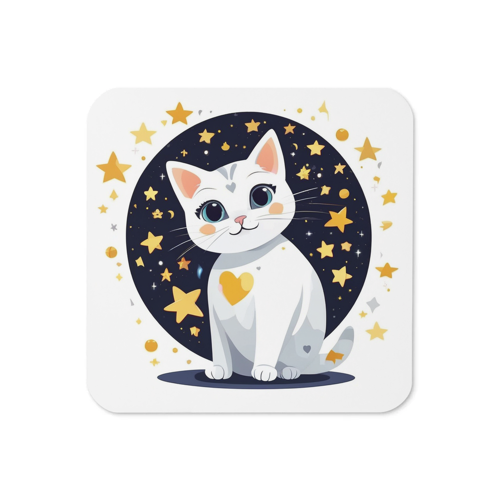 PugMug Custom White Companion Cat Coaster