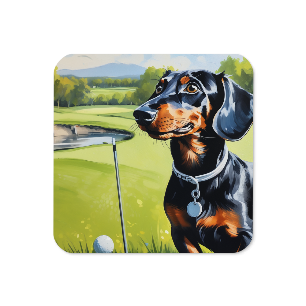 PugMug Custom Black Dachshund Coaster