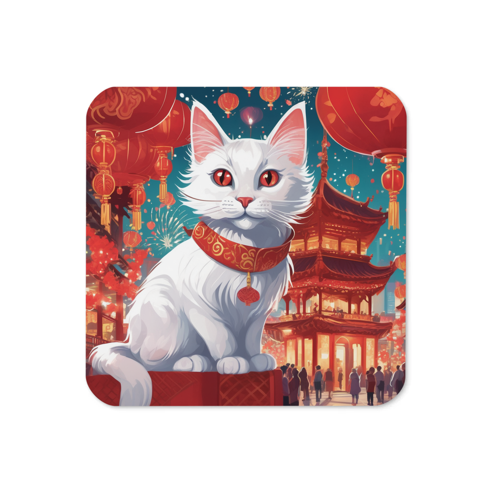 PugMug Custom White Companion Cat Coaster